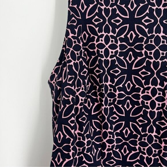 Talbots Grecian Sheath Geometric Sleeveless Pink Blue Size 14 - Picture 4 of 10